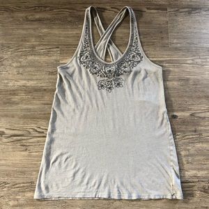 American Eagle stitched and beaded tank with cross back straps